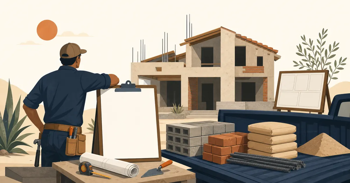 Independent construction contractor organizing estimates and projects