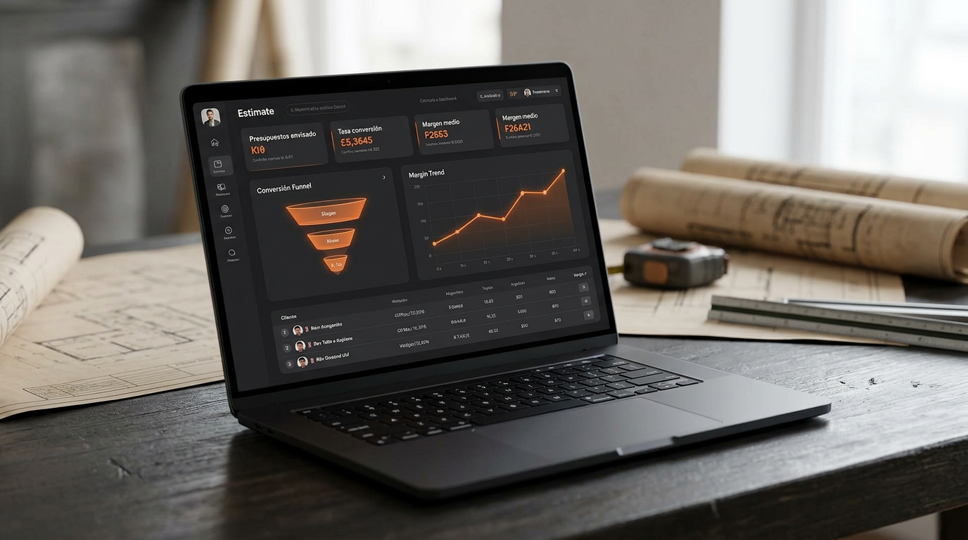 Software de presupuestos para construcción con panel profesional de control y analítica